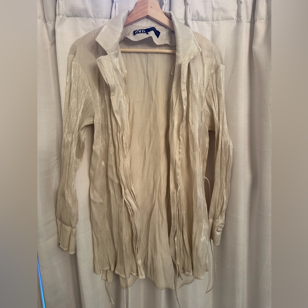 Zara Cream Textured Top in Ecru